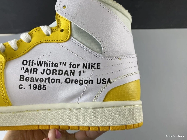 MaikeSneakers Powder Jordan 1 Dark Air NRG White Off-White x AQ0818-149 Yellow-Cone 0812